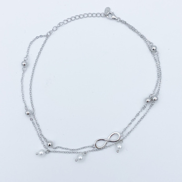 Stříbrný nákotník NEKONEČNO kuličky - perly 23-27cm
